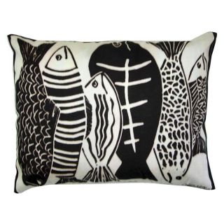 Magnolia Casual 12 x 6 Black and White Fish Pillow   Outdoor Pillows
