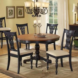 Hillsdale Embassy 5 pc. Dining Set with 48 Inch Pattern Veneer Wood Top Cherry & Black   Dining Table Sets