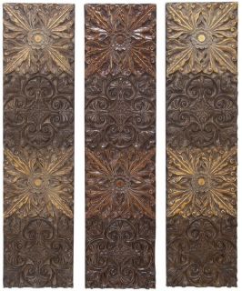 Resin Rectangular Wall Decor   Set of 3   12W x 48H in. ea.   Wall Sculptures and Panels