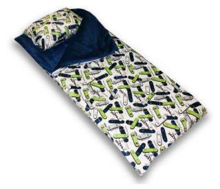 Skateboards Printed Microplush Juvenile Sleeping Bag with Attached Pillow   Playhouse Furniture