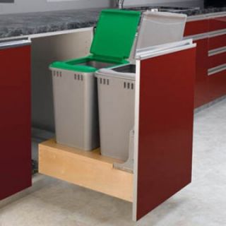 Rev A Shelf Double Rev A Motion Pull Out 50 qt. Trash Can   Kitchen Trash Cans