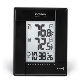 Oregon Scientific Wireless Indoor/Outdoor Thermometer with Self Setting Atomic Clock   Black   Thermometers