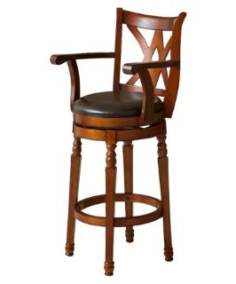 Eclipse Brown Swivel Bar Stool with Arms   Bar Stools