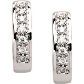 1/6 ct tw Diamond Hoop Earrings in 14k White Gold Jewelry