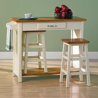 Nantucket 3 Piece Small Breakfast Set with Nesting Stools   Dining Table Sets