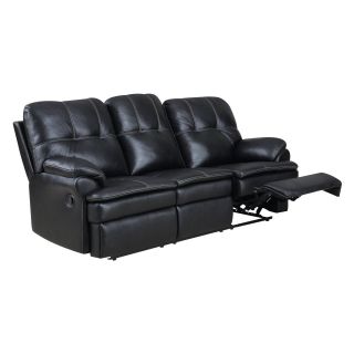 Global Furniture U1078 Microfiber Reclining Sofa   Black   Sofas