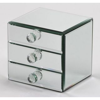 Juna Mirrored 3 Drawer Jewelry Box   5W x 5.75H in.   Trinket Boxes