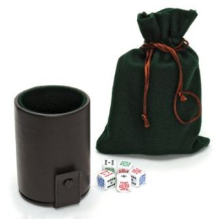 WE Games Luxury Leather Dice Cup with Poker Dice and Storage   Classic Games