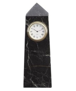 Black Zebra Marble Obelisk Desktop Clock   Desktop Clocks