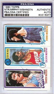 Swen Nater & Calvin Murphy & Richard Washington Autographed/Hand Signed 1980 Topps Card PSA/DNA #833 Sports Collectibles
