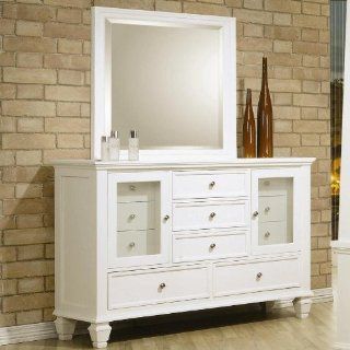 Sandy Beach White Dresser and Mirror Set   Coaster 201303Set   Dressers Or Chests Of Drawers