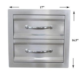Sunstone Grills 17 In. Premium Double Access Drawer   Outdoor Kitchens