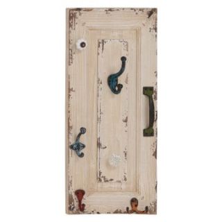 Rustic Off White Wall Panel with Hooks   Wall Shelves & Hooks