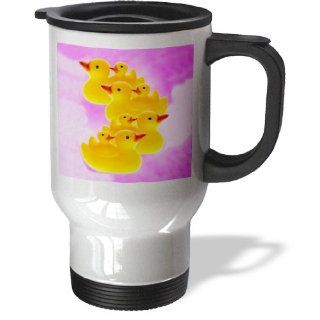 3dRose Ducks on Pink Travel Mug, 14 Ounce, Stainless Steel Kitchen & Dining