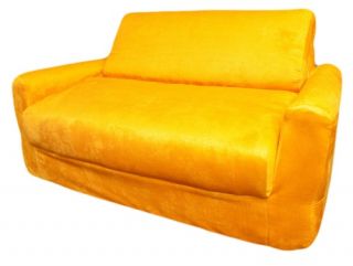 Fun Furnishings Canary Yellow Sofa Sleeper with Pillows   Specialty Chairs