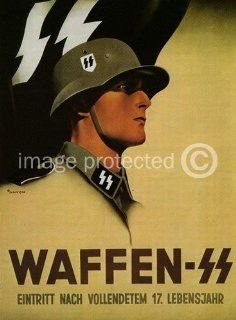 Vintage WWii German Army Propaganda Poster Waffen Ss   Prints