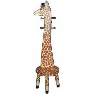 Fantasy Fields Giraffe Wooden Standing Coat Rack and Stool   Specialty Chairs