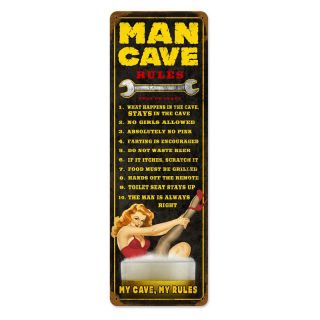Man Cave Rules Vintage Metal Sign   Wall Sculptures and Panels