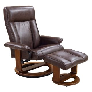 MAC Motion Swivel Recliner with Ottoman   Tobacco   Home Theater Seating