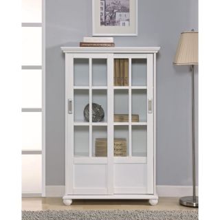 Altra Bookcase with Sliding Glass Doors   White   Bookcases