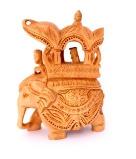 Exquisite Hand Carved Wooden Indian Royal Ambabari Elephant Sculpture Statue   Bust Sculptures