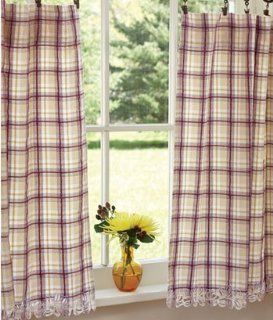 Camden Plaid Trimmed Tier Curtains   Window Treatments