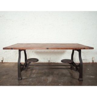 Nuevo V45 Reclaimed Wood Top Dining Table with Attached Stools   Dining Tables