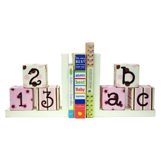 New Arrivals Pink and Chocolate ABC 123 Bookends   Kids Bookends