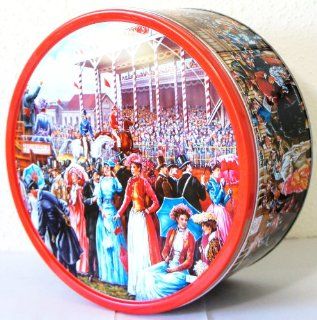 "A Day at the Races" Imported Danish Butter Cookies BISCUIT in Large Reusable Tin Net WT 4 lbs (1.816 Kg)  Grocery & Gourmet Food