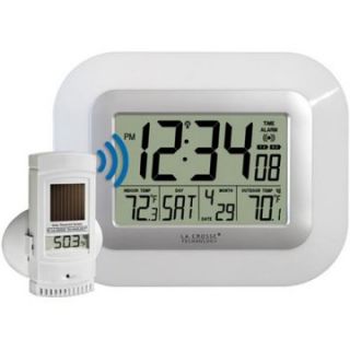 La Crosse Technology Digital WS 811561 W Atomic Wall Clock with Solar Powered Outdoor Sensor   Weather Stations