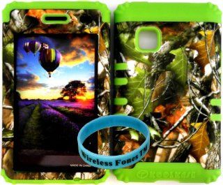 Premium Hybrid Cover Case Green Leaves Camo Hard Plastic Snap on + Lime Green Soft Silicone For LG 840G LG840G TracFone/StraightTalk/Net 10 With Wireless Fones WristBand Cell Phones & Accessories