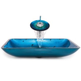 Kraus Galaxy Fire Blue Rectangular Vessel Sink and Waterfall Faucet   Bathroom Sinks