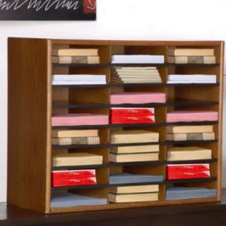 Concepts in Wood Dry Oak 24 Slot Literature Organizer   Office Desk Accessories