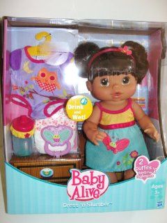 Exclusive Baby Alive Dress 'n Slumber Drink & Wet Doll Brunette Toys & Games
