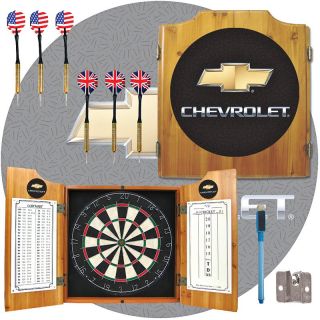Chevrolet Bow Tie Logo Dart Board Cabinet Includes Bristle Board and Darts   Bristle Dart Boards