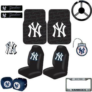 New York Yankees 12 pc Ultimate Fan Auto Accessories Interior/Exterior Combo Kit Gift Set Automotive