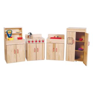 Wood Designs Classic 4 Piece Play Kitchen Set   Natural   Play Kitchens