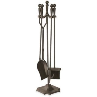 Uniflame 5 Piece Bronze Fireset with Ball Handles with Pedestal Base   Fireplace Tools