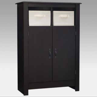 Black Double Door Pantry Cabinet with Storage Bins   Pantry Cabinets