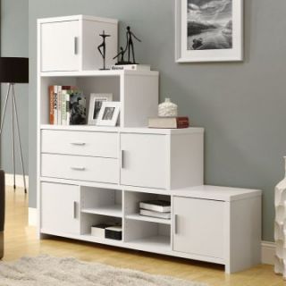 Monarch Hollow Core Left or Right Facing Step Bookcase   White   Bookcases