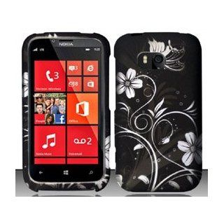 Nokia Lumia 822 (Verizon) White Flowers Design Hard Case Snap On Protector Cover + Car Charger + Free Opening Tool + Free American Flag Pin Cell Phones & Accessories