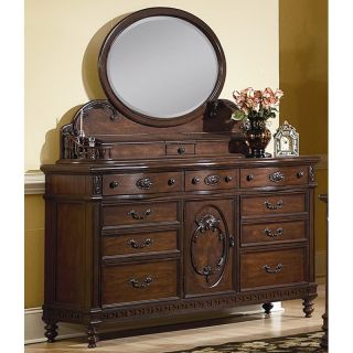 Southern Heritage Cherry 7 Drawer Dresser with Jewelry Box Mirror   Dressers & Chests