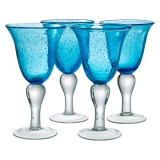 Artland Inc. Iris Turquoise Goblet Glasses   Set of 4   Stemware