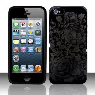 For iPhone 5 (AT&T/Sprint/Verizon/Cricket) Rose Design TPU Cover   Black TPU Cell Phones & Accessories