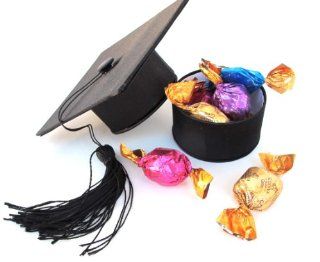Black Graduation Hat Specialty Gift Box Of Premium Filled Chocolate Candies   Godiva 4 Pack  Gourmet Chocolate Gifts  Grocery & Gourmet Food