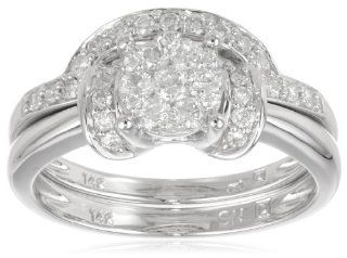 14k White Gold Vintage Composite Diamond Bridal Ring (0.5 cttw, G H Color, I1 I2 Clarity) Jewelry