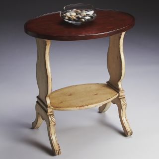 Butler Oval Accent Table   Vanilla and Cherry   End Tables