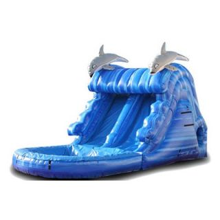 EZ Inflatables 12 ft. Blue Dolphin Water Slide   Commercial Inflatables