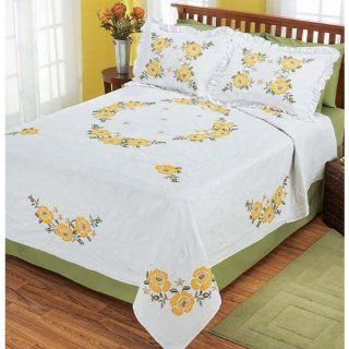 Yellow Roses Bed Quilt  