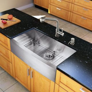 VIGO All in One VG15146 Single Basin Farmhouse Kitchen Sink Set   Kitchen Sinks